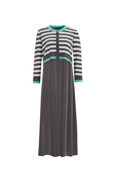 Çizgili Hırkalı Cupro Antrasit Elbise - 1