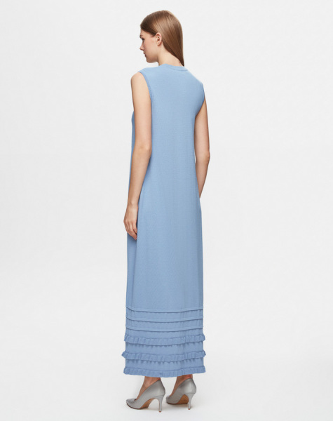 T25Y-4027 Etek Ucu Fırfırlı Kolsuz Triko Elbise 1112-LAVENDER - 3