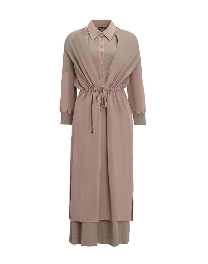 T25Y-4029 Shirt Collar Buttoned Sleeveless Dress - 3