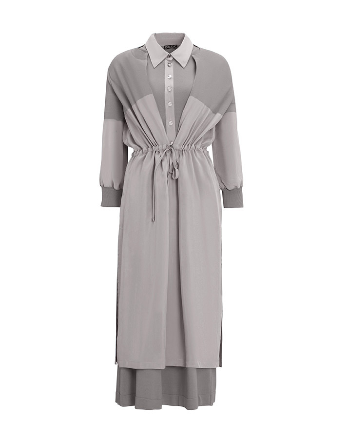 T25Y-4029 Shirt Collar Buttoned Sleeveless Dress - 5