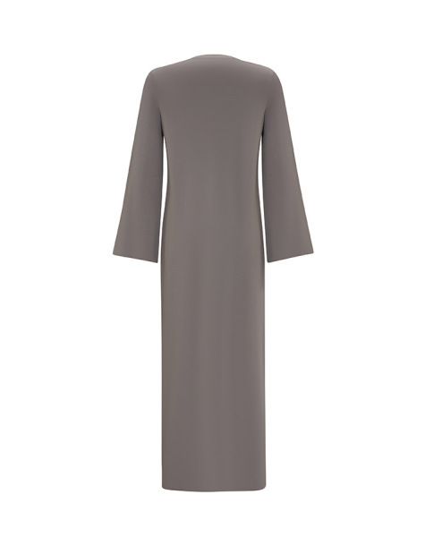 Düz Renk Basic Triko Gri Elbise - 2