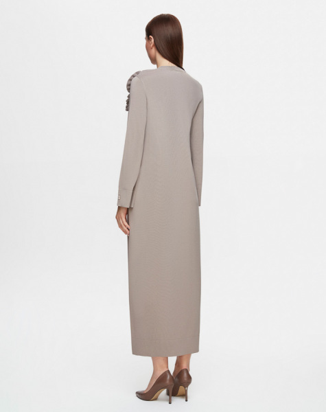 T25Y-4030 Düz Renk Basic Triko Elbise 1237-MİNK - 4