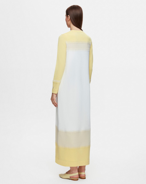 T25Y-4033 Üç Renkli Triko Elbise 1221-YELLOW - 4