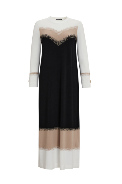 T25Y-4033 Üç Renkli Triko Elbise BLACK - 8