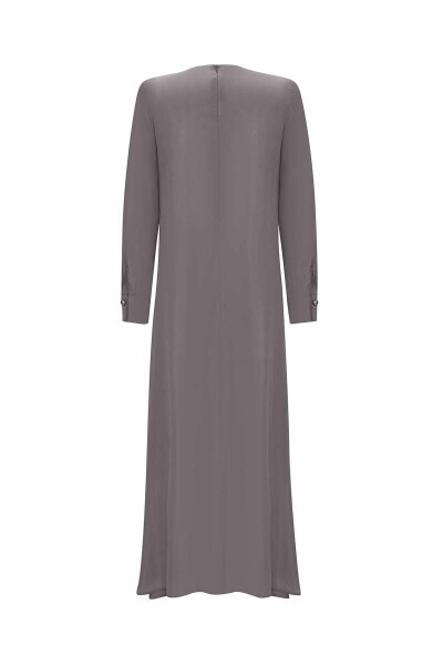 T25Y-4035 Cep Kapaklı Cupro Elbise ANTHRACITE - 2