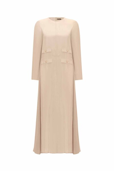 T25Y-4035 Cep Kapaklı Cupro Elbise GREY - 1