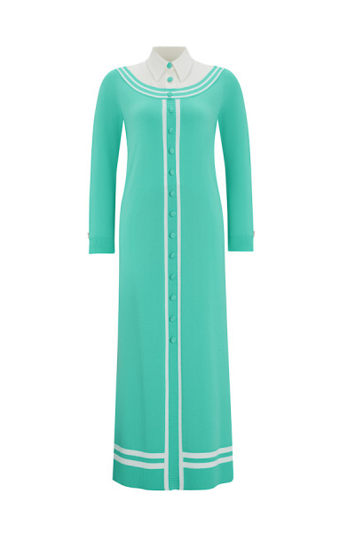 T25Y-4038 Poplin Gömlek Yaka Detaylı Triko Elbise 1150-MİNT - 1