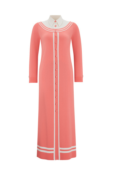 T25Y-4038 Poplin Gömlek Yaka Detaylı Triko Elbise 1241-CAMEL - 5