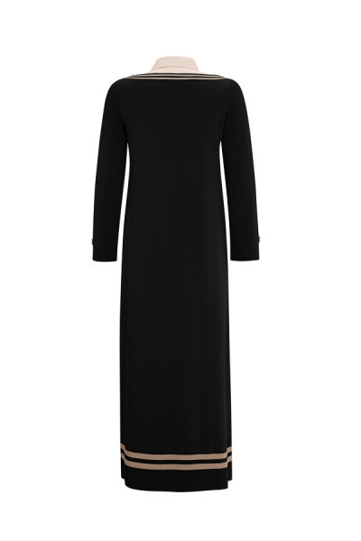 T25Y-4038 Poplin Gömlek Yaka Detaylı Triko Elbise BLACK / 1147-STONE - 2