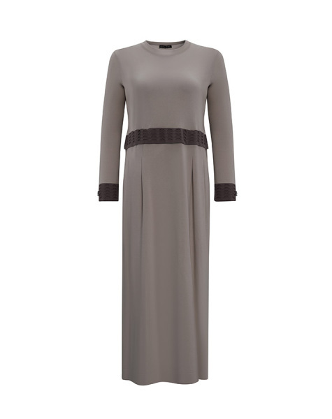 T25Y-4039 Ajur Detaylı Triko Elbise 1179-GREY - 1