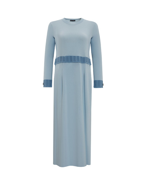 T25Y-4039 Ajur Detaylı Triko Elbise 1324-LIGHT BLUE 