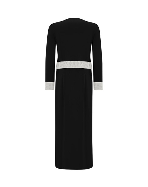 Ajur Detaylı Triko Siyah Elbise - 2