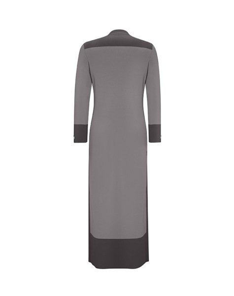 T25Y-4040 İç Elbiseli V Yaka Triko Elbise 1179-GREY - 2