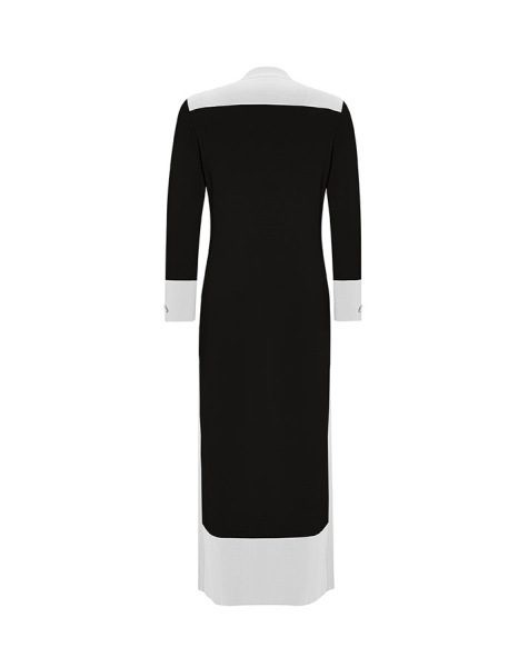 İç Elbiseli V Yaka Triko Siyah Elbise - 2