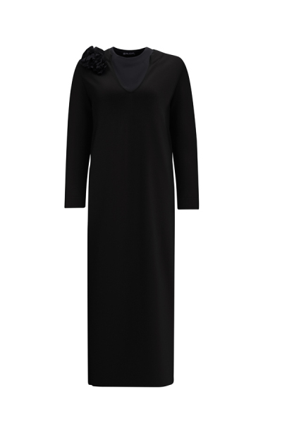 T25Y-4041 Çiçek Broşlu Triko Elbise ANTHRACITE - 6