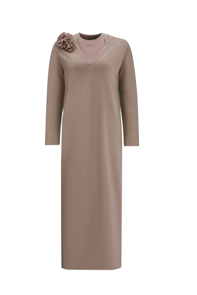 T25Y-4041 Çiçek Broşlu Triko Elbise ANTHRACITE - 12