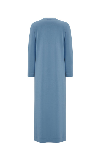 T25Y-4041 Çiçek Broşlu Triko Elbise BLUE - 2