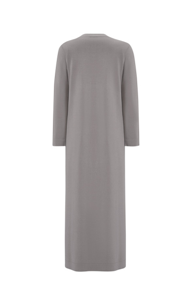 T25Y-4041 Çiçek Broşlu Triko Elbise GREY - 2