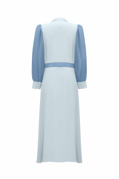 Belted Cupro Shirt Collar Dress 