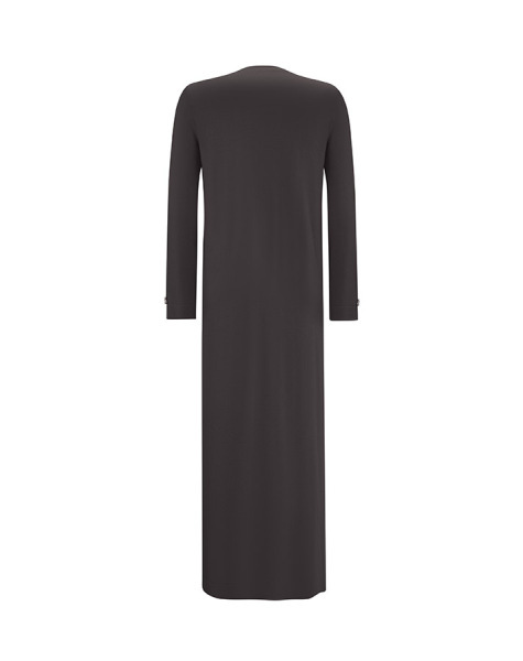 T25Y-4047 Yakası Düğme ve Nervür Detaylı Cupro Triko Elbise ANTHRACITE - 2