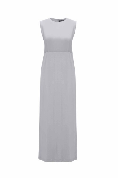 Linen Detailed Stand Collar Cupro Dress - MISS DALIDA (1)