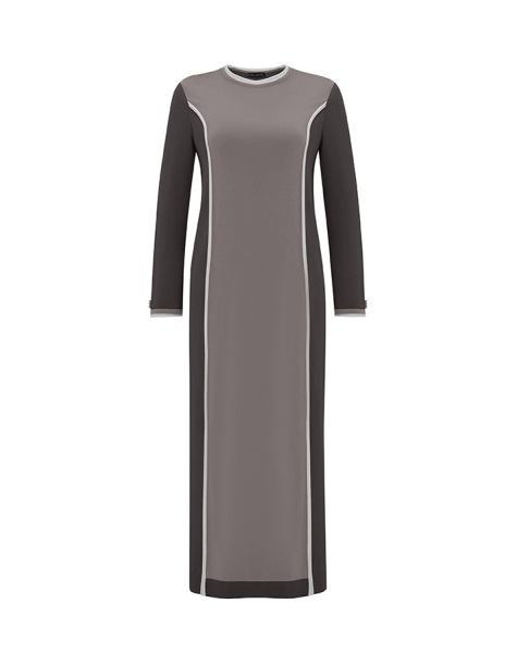 T25Y-4050 Renk Bloklu Triko Elbise 1318-ANTHRACITE 