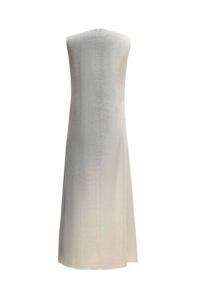 T25Y-4051 Degradeli Kolsuz Keten Elbise GREY - MISS DALIDA (1)