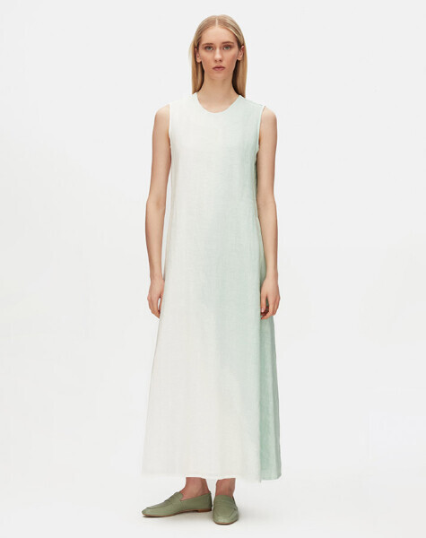 Gradient Sleeveless Linen Dress - 1