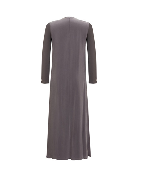 T25Y-4052 Yanları Düğmeli Cupro Elbise 1318-ANTHRACITE - 2