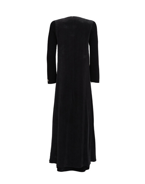 T25Y-4052 Yanları Düğmeli Cupro Elbise BLACK - 1