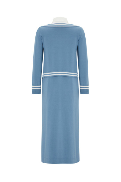 T25Y-4054 Gömlek Yaka Detaylı Triko Elbise 1186-BLUE - 2