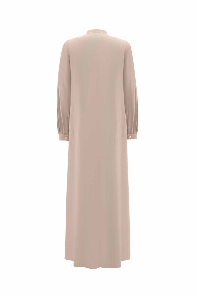 Collar Detailed Linen Cupro Dress - 2