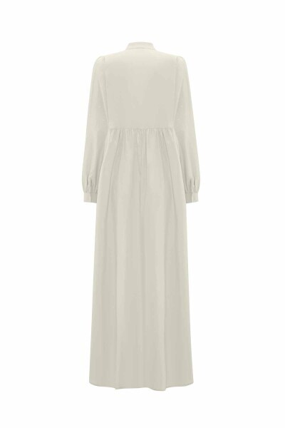 Taş Detaylı Karpuz Kollu Pamuklu Nile Elbise - 4