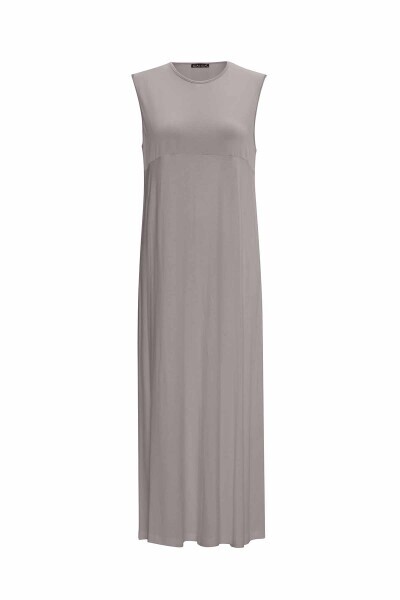 İki Renkli Erkek Yaka Keten Antrasit Elbise - 3