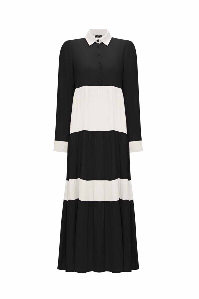 Two-Tone Men's Collar Linen Dress 