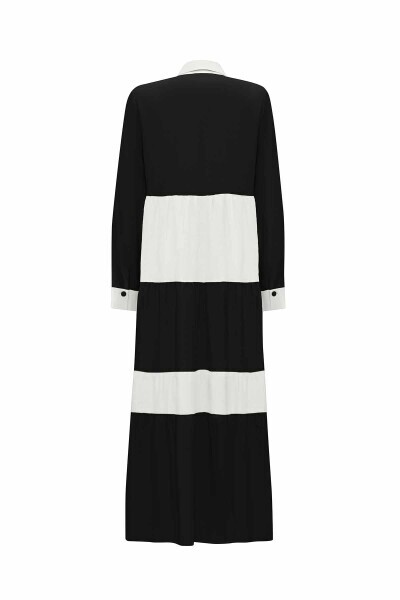 Two-Tone Men's Collar Linen Dress - 2