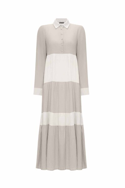 Two-Tone Men's Collar Linen Dress 