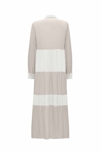 Two-Tone Men's Collar Linen Dress - MISS DALIDA (1)