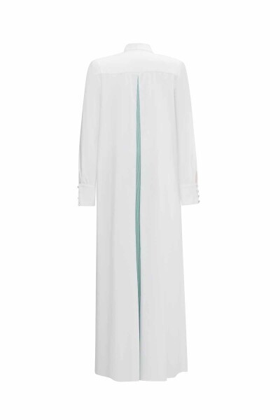 T25Y-4071 Renkli Düğmeli Pamuklu Elbise WHITE / MİNT - 2