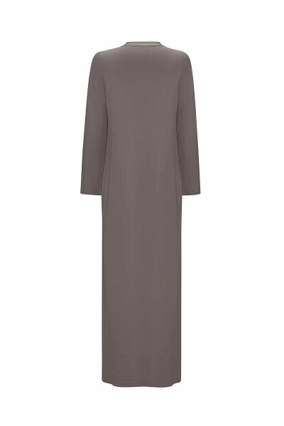 T25Y-4076 V Yaka Triko Astarlı Keten Elbise BLACK - 7