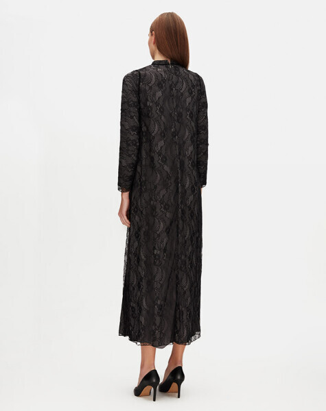 Long Sleeve Lined Lace Dress - 2