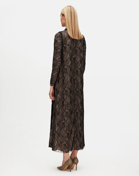 Long Sleeve Lined Lace Dress - 5