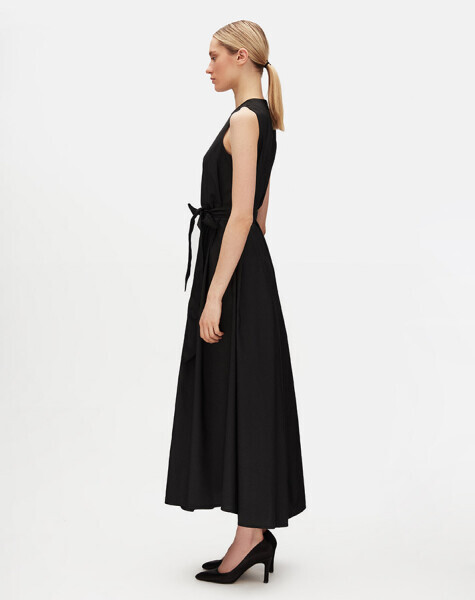 T25Y-4091 Kolsuz Tafta Elbise BLACK - 1