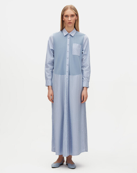 Tek Cepli Triko Poplin Lavender Elbise - 1