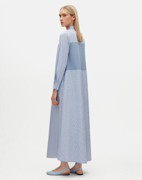 Tek Cepli Triko Poplin Lavender Elbise - 3