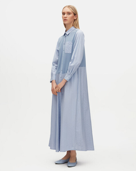 T25Y-4092 Tek Cepli Triko Poplin Elbise LAVENDER - 2