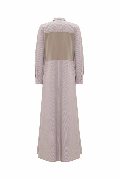 T25Y-4092 Tek Cepli Triko Poplin Elbise MİNK - 2
