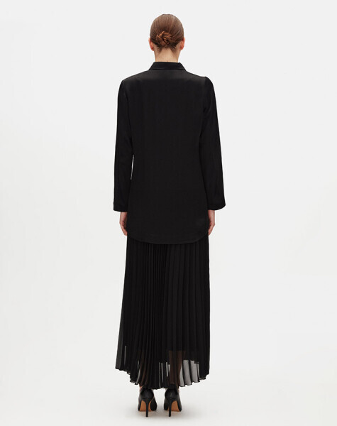 T25Y-4101 Kruvaze Kesim Taşlı Elbise BLACK - 2