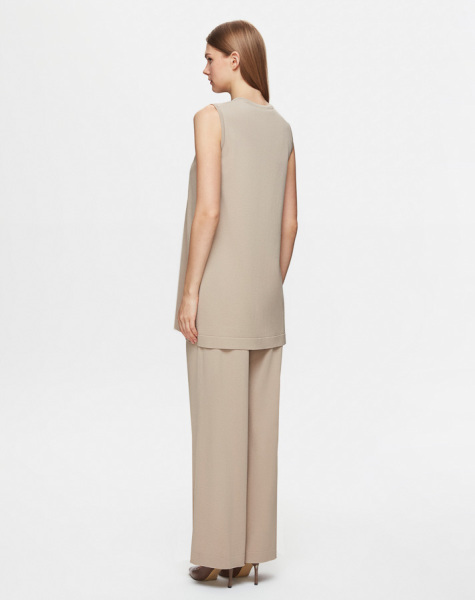 Basic Kolsuz Triko Taş Rengi Tunik - 3