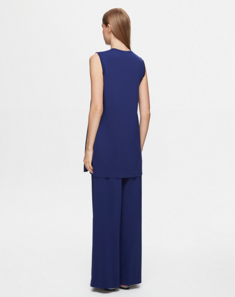 Basic Kolsuz Triko Lacivert Tunik - 3